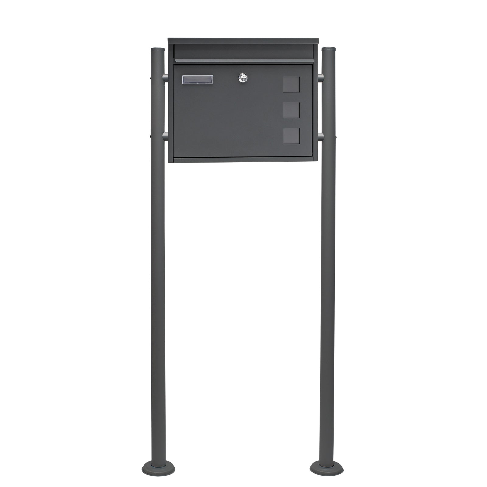 Set Cassetta postale singola autoportante V12 antracite, con telaio di supporto