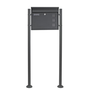 Set Cassetta postale singola autoportante V12 antracite, con telaio di supporto