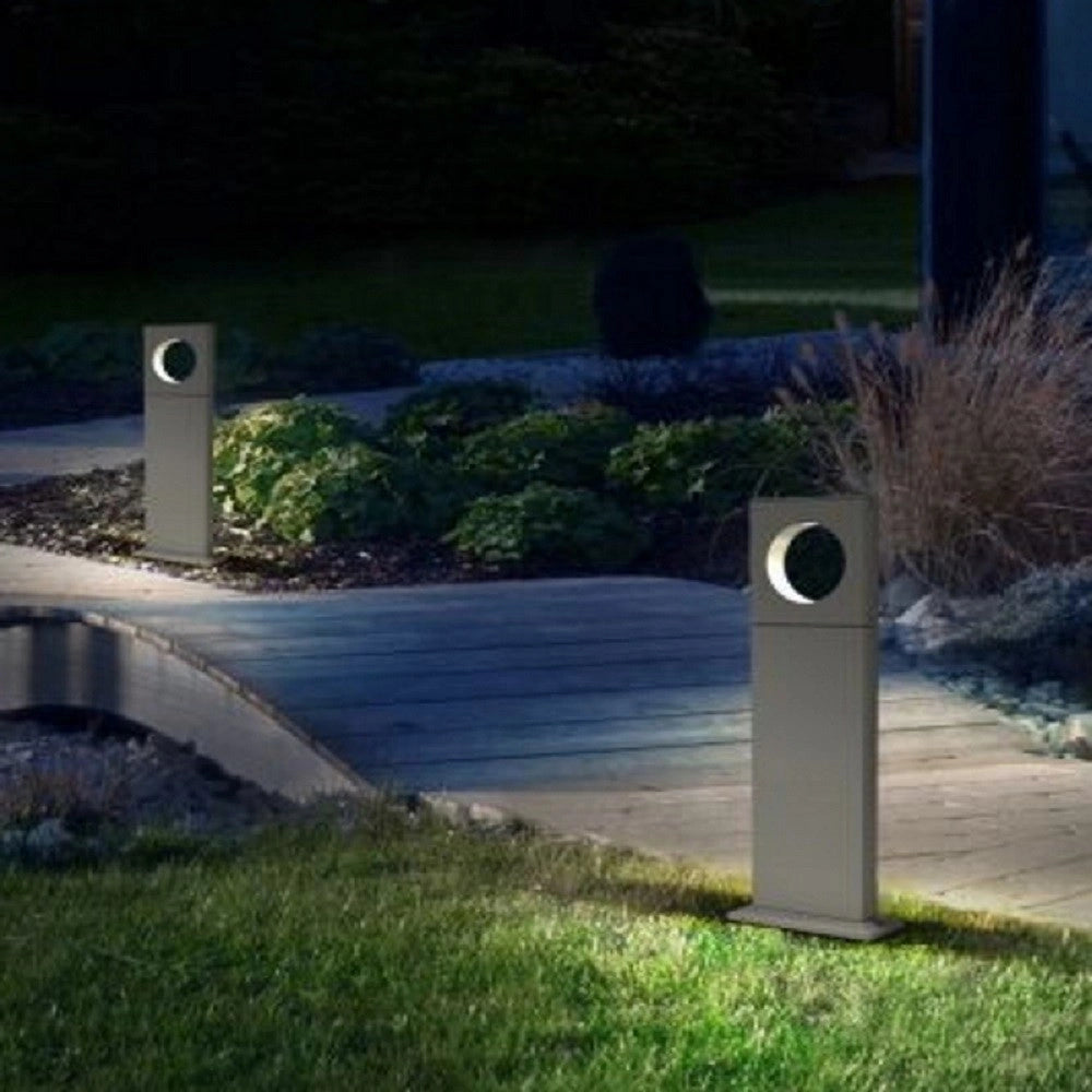Trade Shop - Lampada Palo Da Giardino Led Cerchio 50cm 12 W Grigio Luce 6500k 4000k 3000k Es60 - -bianco Freddo      -