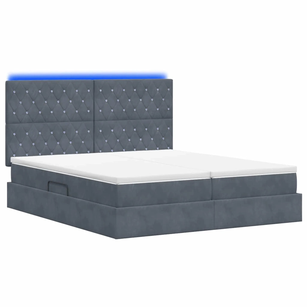 Letto con contenitore LED e materasso Grigio Scuro 180 x 200 cm 3460255