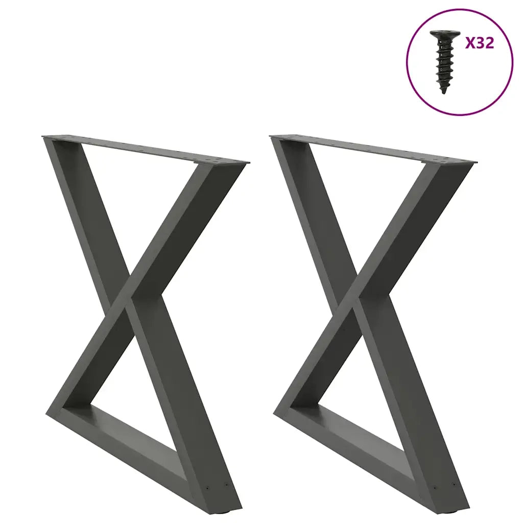 Gambe per tavolo da pranzo 2 pz Antracite 90x(72-73,3) cm Acciaio