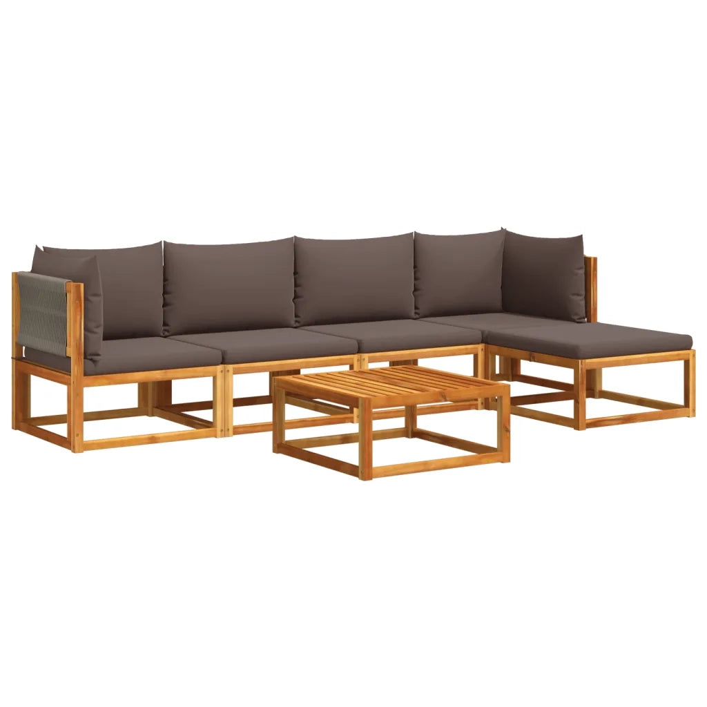 Set di divani da giardino 6 pezzi con cuscini in legno di acacia e corda 3278827