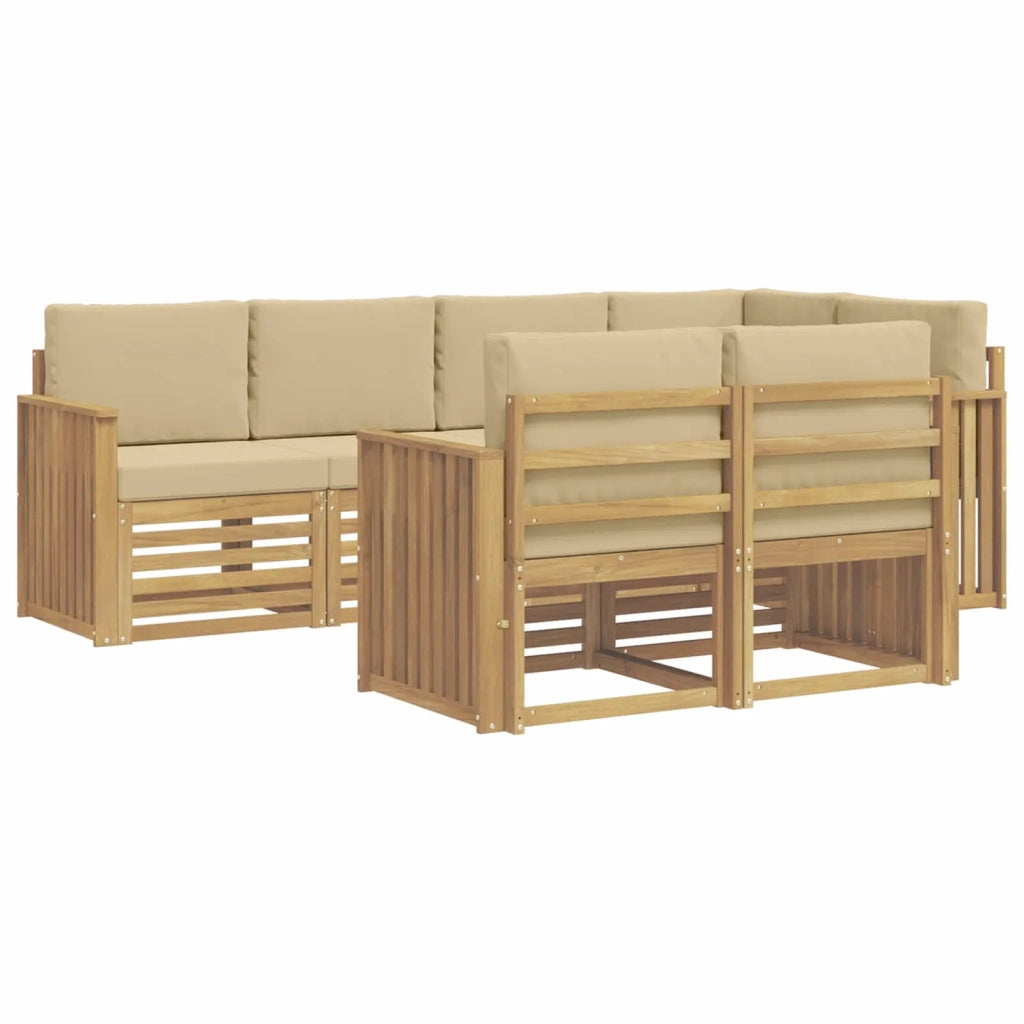 Set di divani da esterno 7 pcs Bianco e Beige 3391993