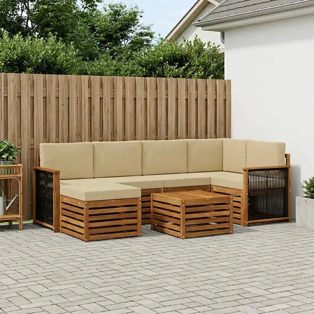 Set divano sezionale con cuscino 6 pcs Naturale