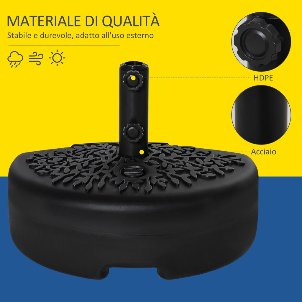 Base Ombrellone Semicircolare Riempibile Sabbia Acqua ¨C zephmum ¨C Nero per Pali 38-48mm