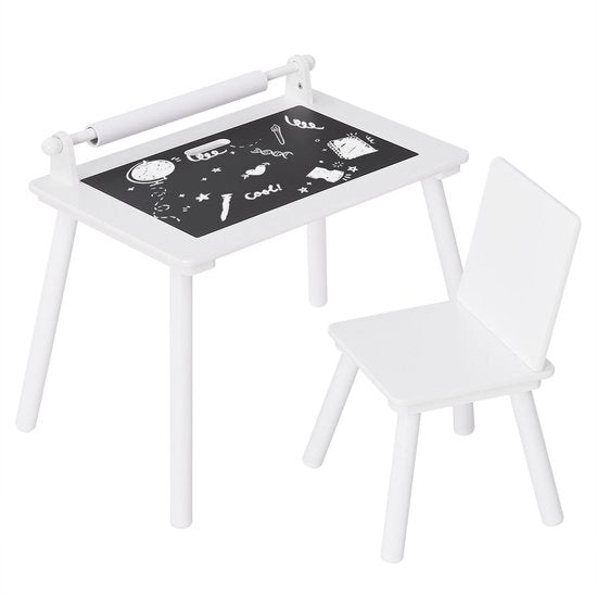 Casa per Bambini, Tavolo da Pranzo e 1 Sedia - Mobili per Bambini, Tavolo, Piccola Tavola - Per Bambini di Età Prescolare, Bambini in Età di Crescita e Bambini - Legno - Bianco