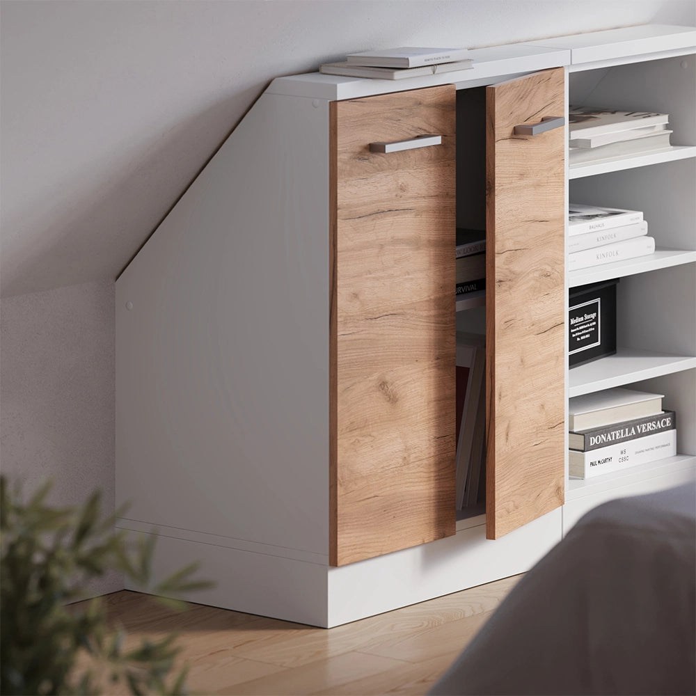 Mobile sottotetto Rion Rovere dorato/Bianco con 2 porte Vicco