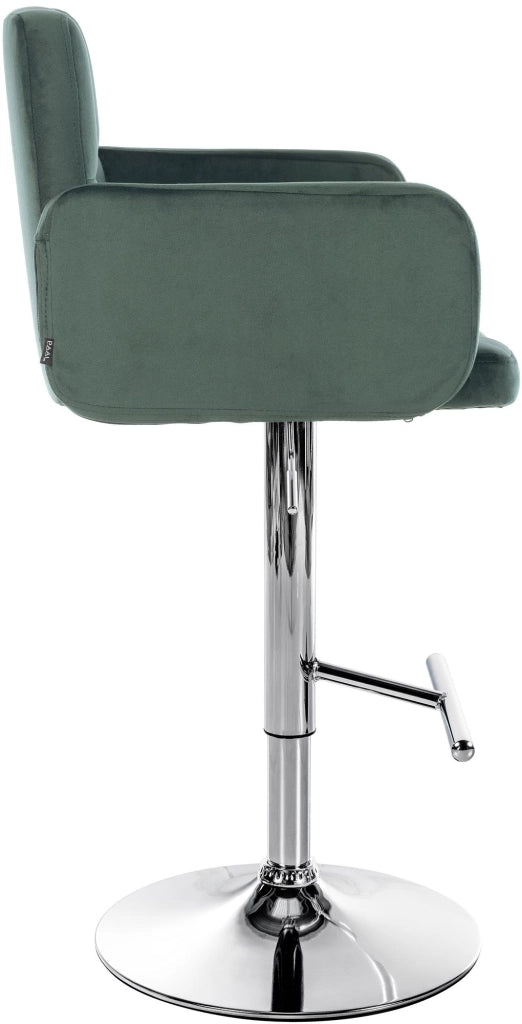 Set di 2 sgabelli da bar Los Angeles in velluto Verde scuro,cromo