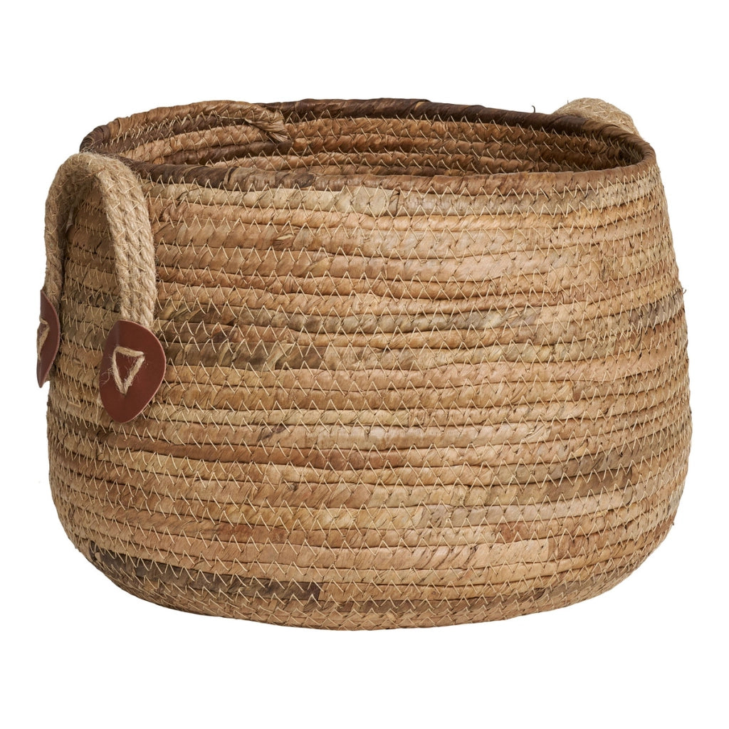 Set di 2 Cesti Portaoggetti Aosta, Marrone, Foglie di Banano, 30,5x30,5x21,5 cm