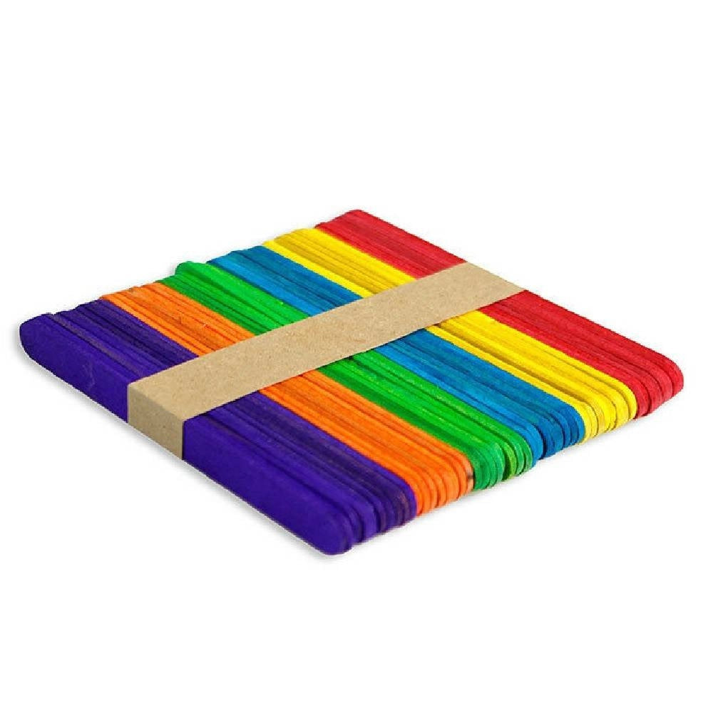 Trade Shop - 300 Stecche Colorate Bastoncini In Legno Naturale Lavoretti Bricolage 114 X 10mm -