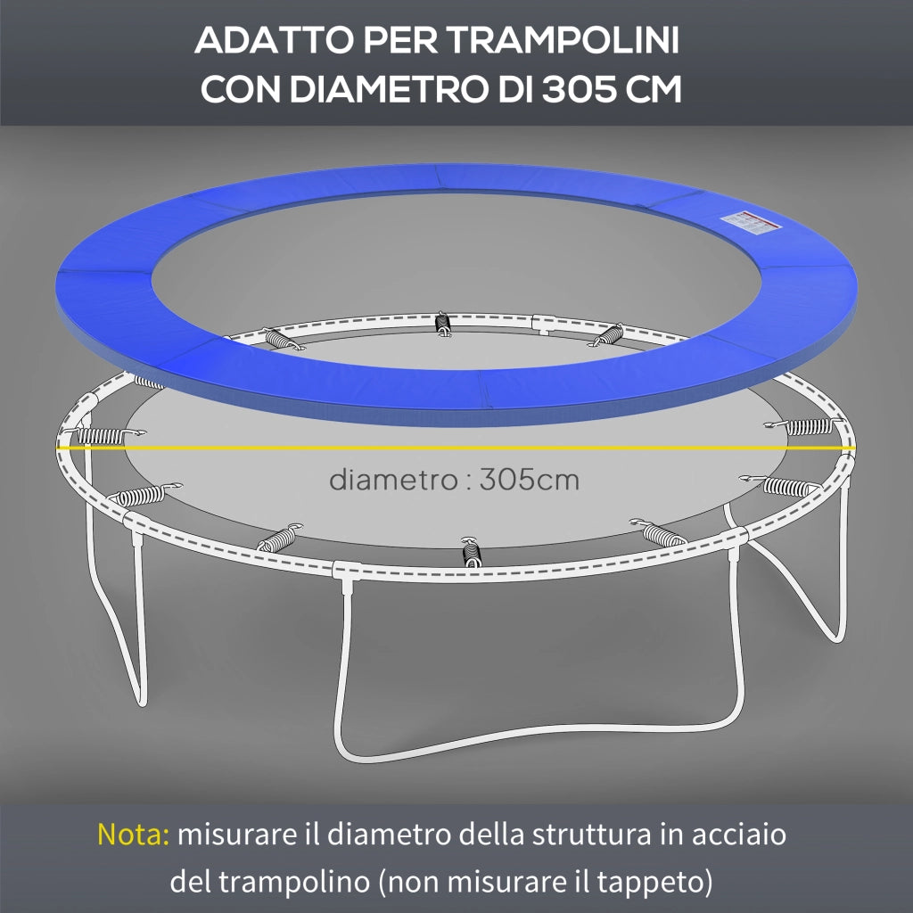 Copertura di Protezione per Trampolino elastico ?305 cm, in Plastica e PE con Imbottitura da 15 mm, Blu