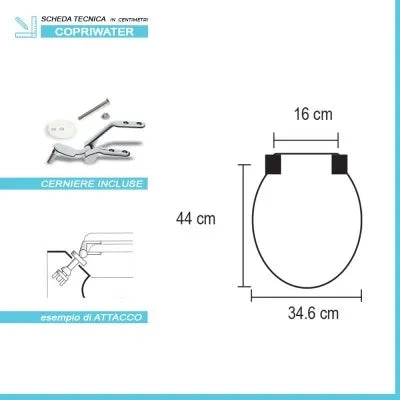Copriwater serie Conca colore Bianco Ideal Standard legno rivestito e cerniere in acciaio