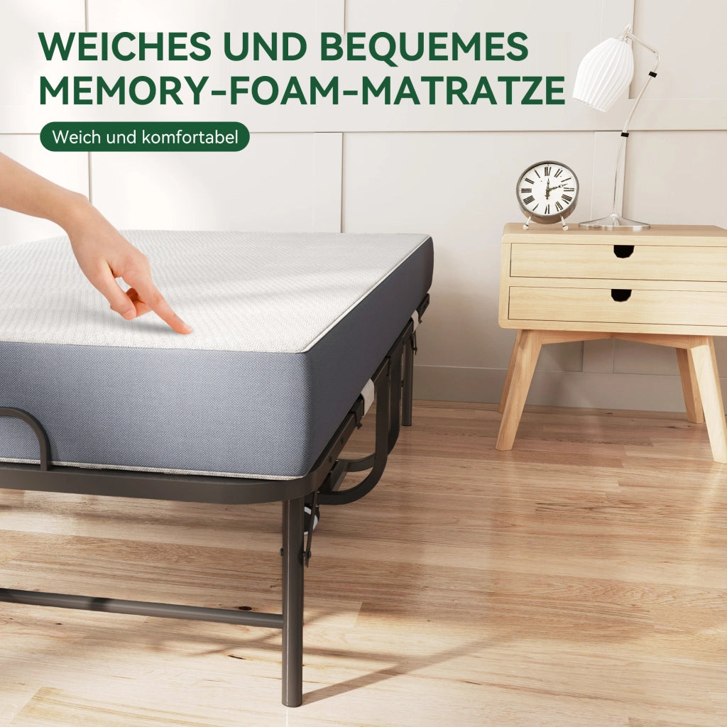 Letto singolo pieghevole con materasso memory foam ¨C Zephmum ¨C 190x96 cm, metallo