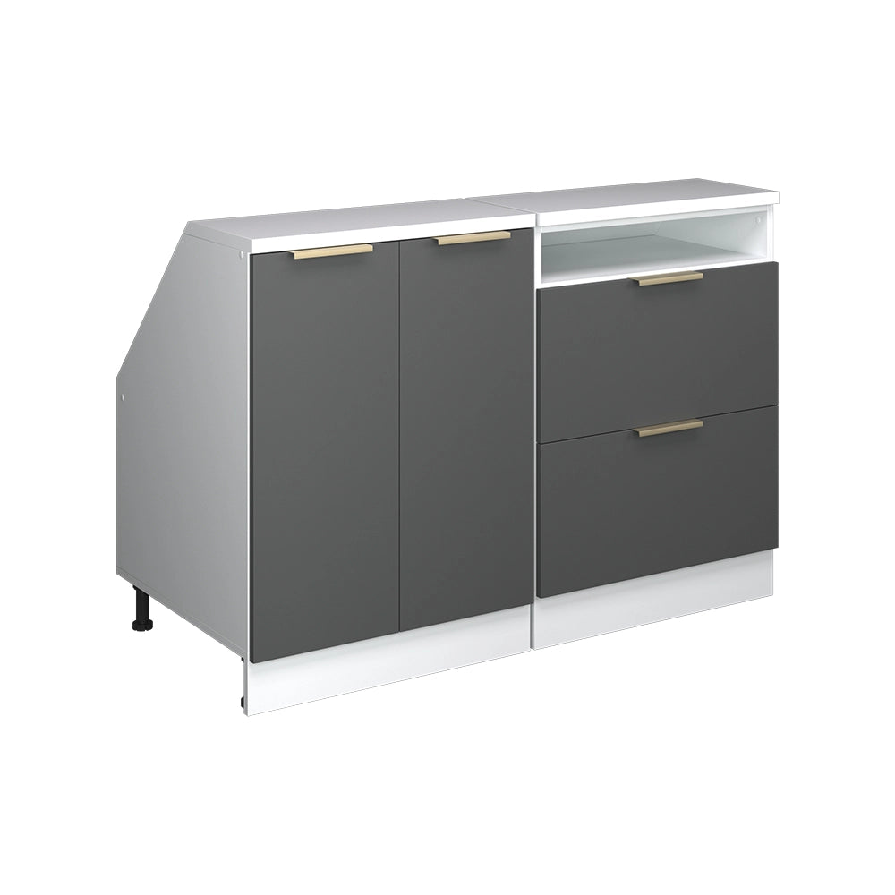 Mobile cucina sottotetto R-Line Antracite-oro/Bianco 120 cm Set di 2 carcasse armadio profondità 60 cm Vicco