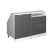 Mobile cucina sottotetto R-Line Antracite-oro/Bianco 120 cm Set di 2 carcasse armadio profondità 60 cm Vicco
