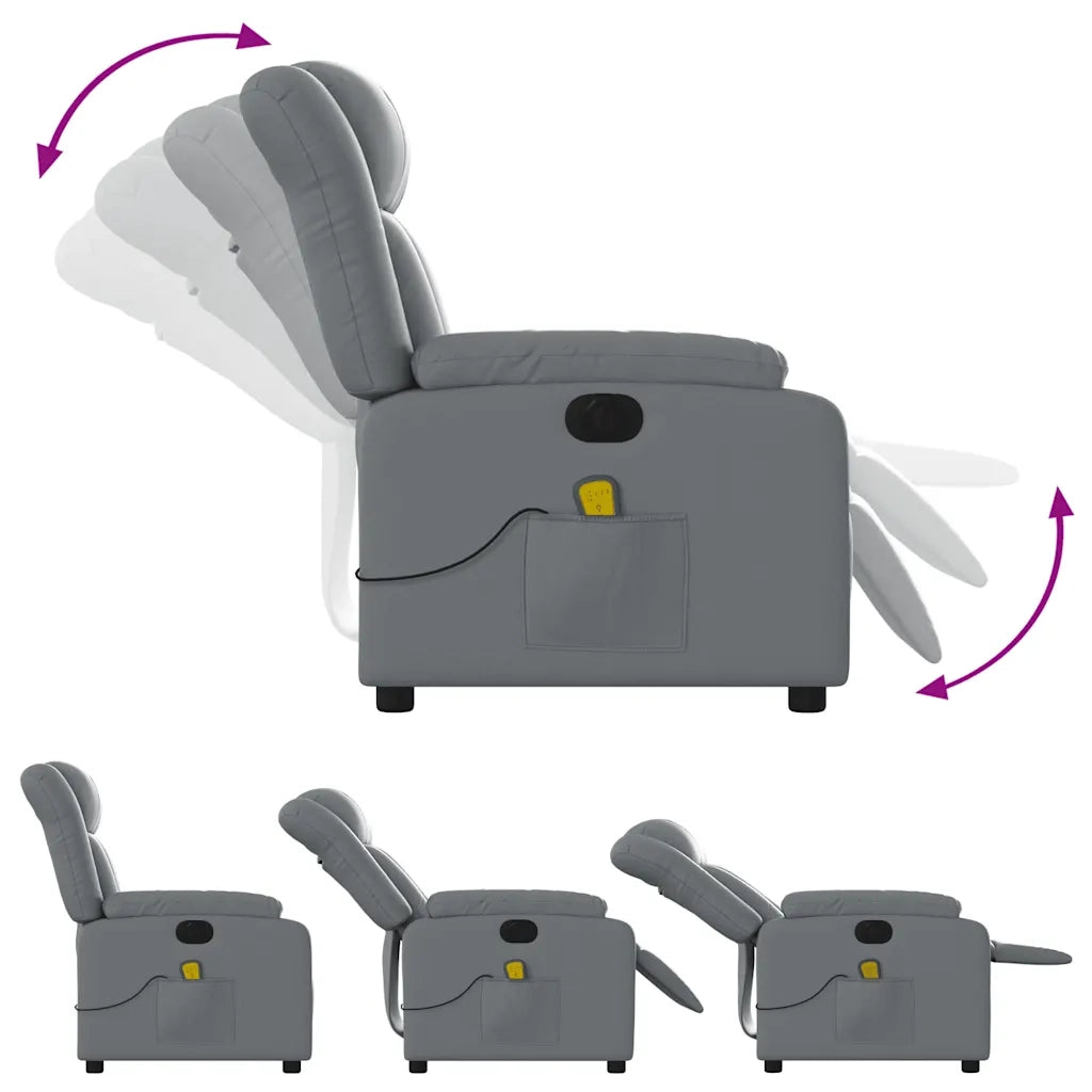 Poltrona Massaggiante | Sedia Relax Elettrica Reclinabile Grigio Similpelle