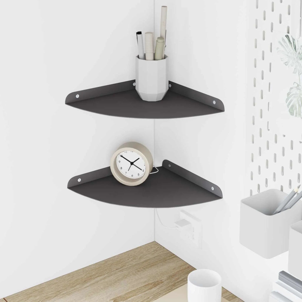 Mensola Galleggiante per Angolo 2 pcs Nero 24 x 24 x 2 cm