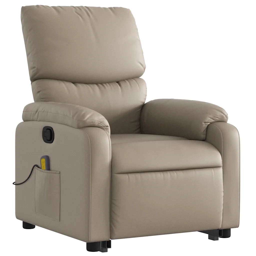 Poltrona Alzapersone Massaggi Reclinabile Cappuccino Similpelle 3204899
