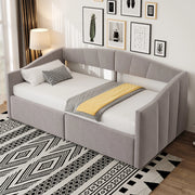 OKWISH Letto Divano 90×200 cm, Letto Singolo con Contenitore Idraulico, Schienale e Braccioli, senza Materasso, in Velluto, Grigio Chiaro