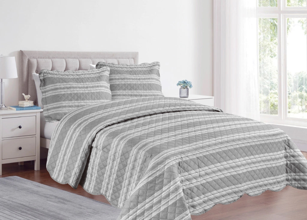 Copriletto Trapuntato Quilt Estivo Piumino 100gr/mq Disegno Pinsonic Infinity - 1 Piazza e Mezza - Grigio
