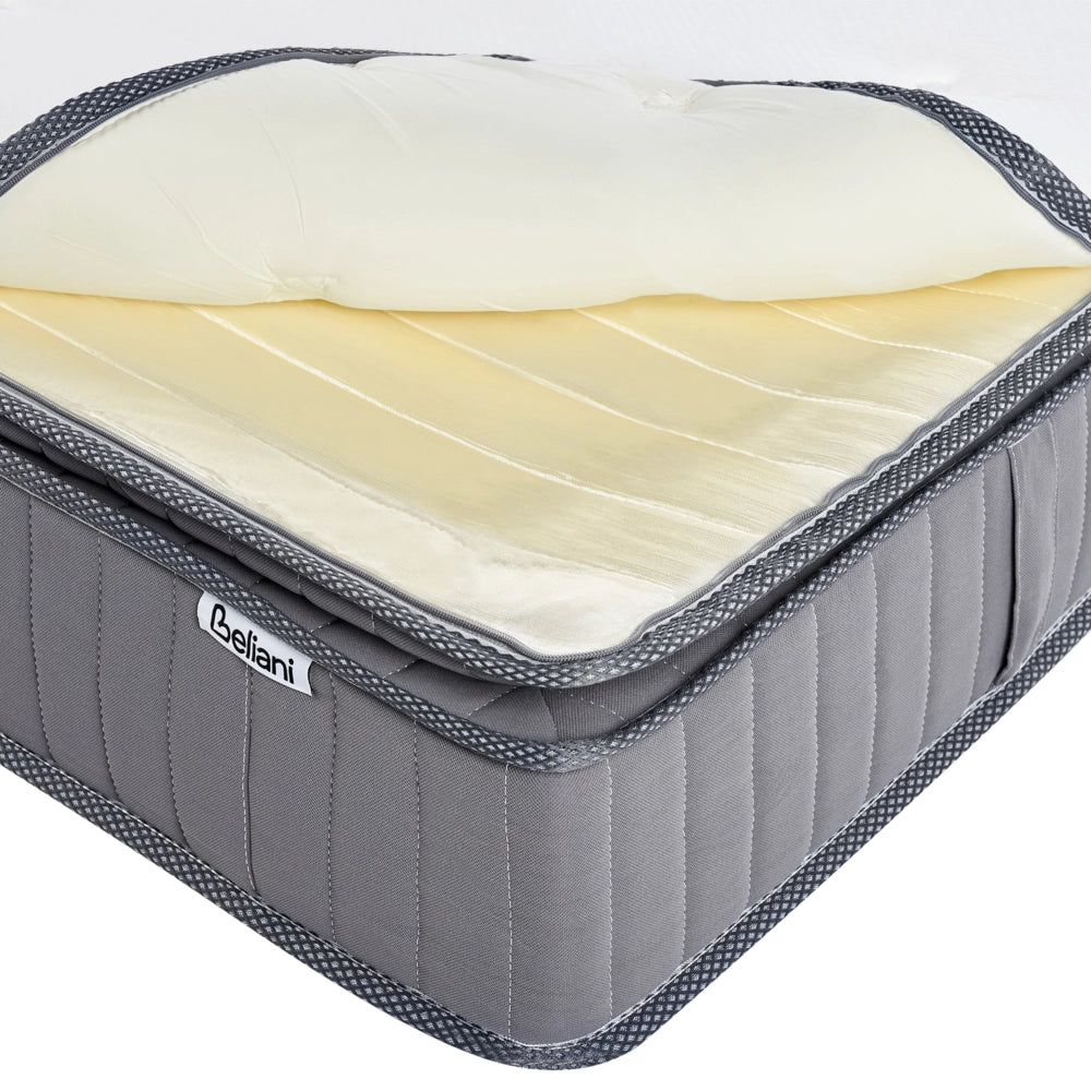 Materasso a molle insacchettate EU misura matrimoniale 180 x 200 cm con imbottitura in memory foam rinfrescante rivestimento rimovibile 3 piedi dura rigidità design moderno trapuntato