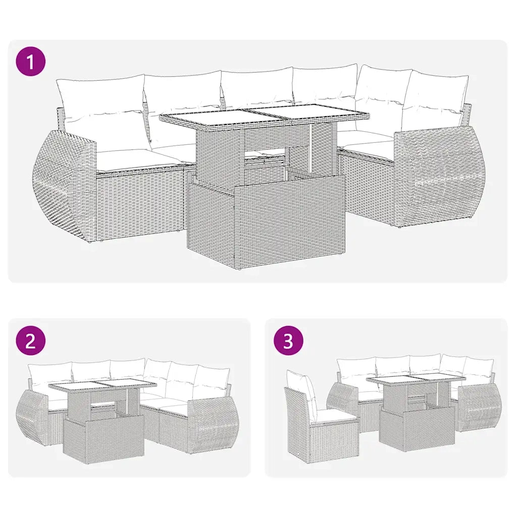 Set Divano da Giardino 6 pz con Cuscini Nero in Polyrattan 3326636