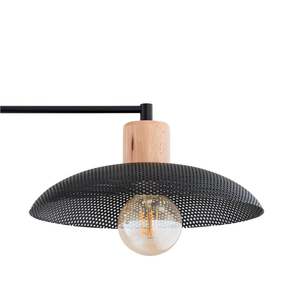 Lampada a sospensione KOBE in acciaio nero e legno naturale