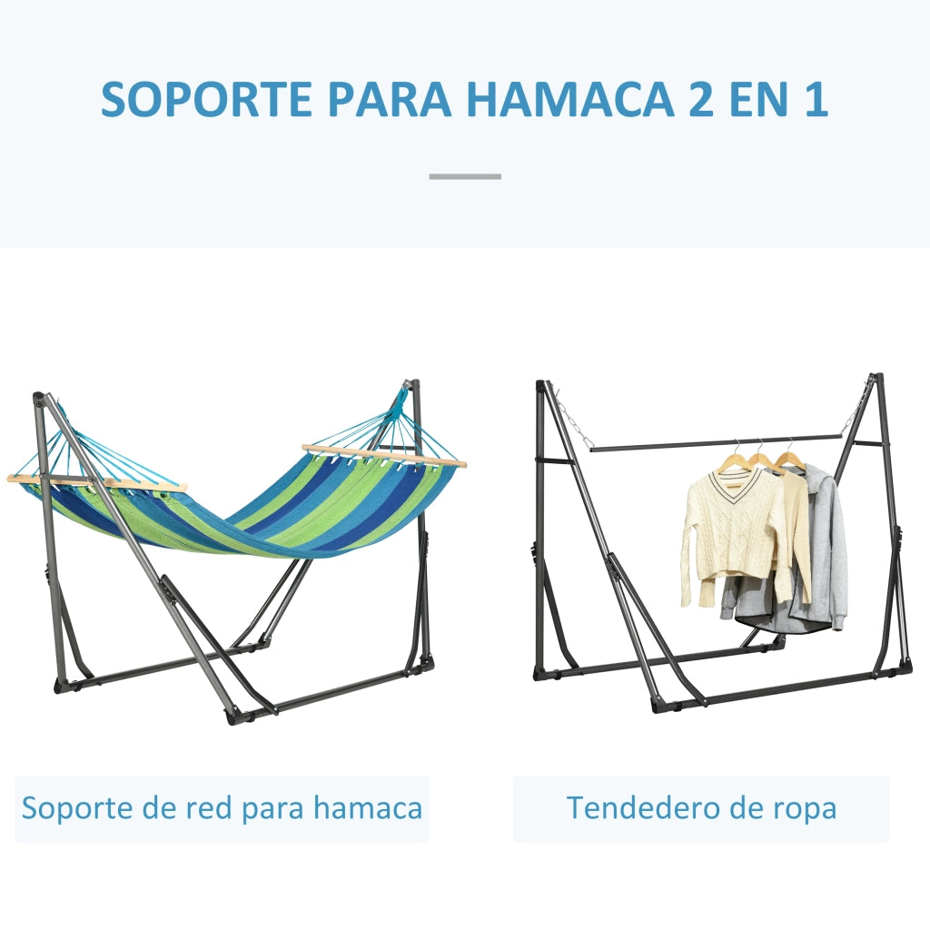 Amaca con Tendaio Pieghevole 2 in 1 ¨C zephmum ¨C 270x100x94 cm Blu e Verde