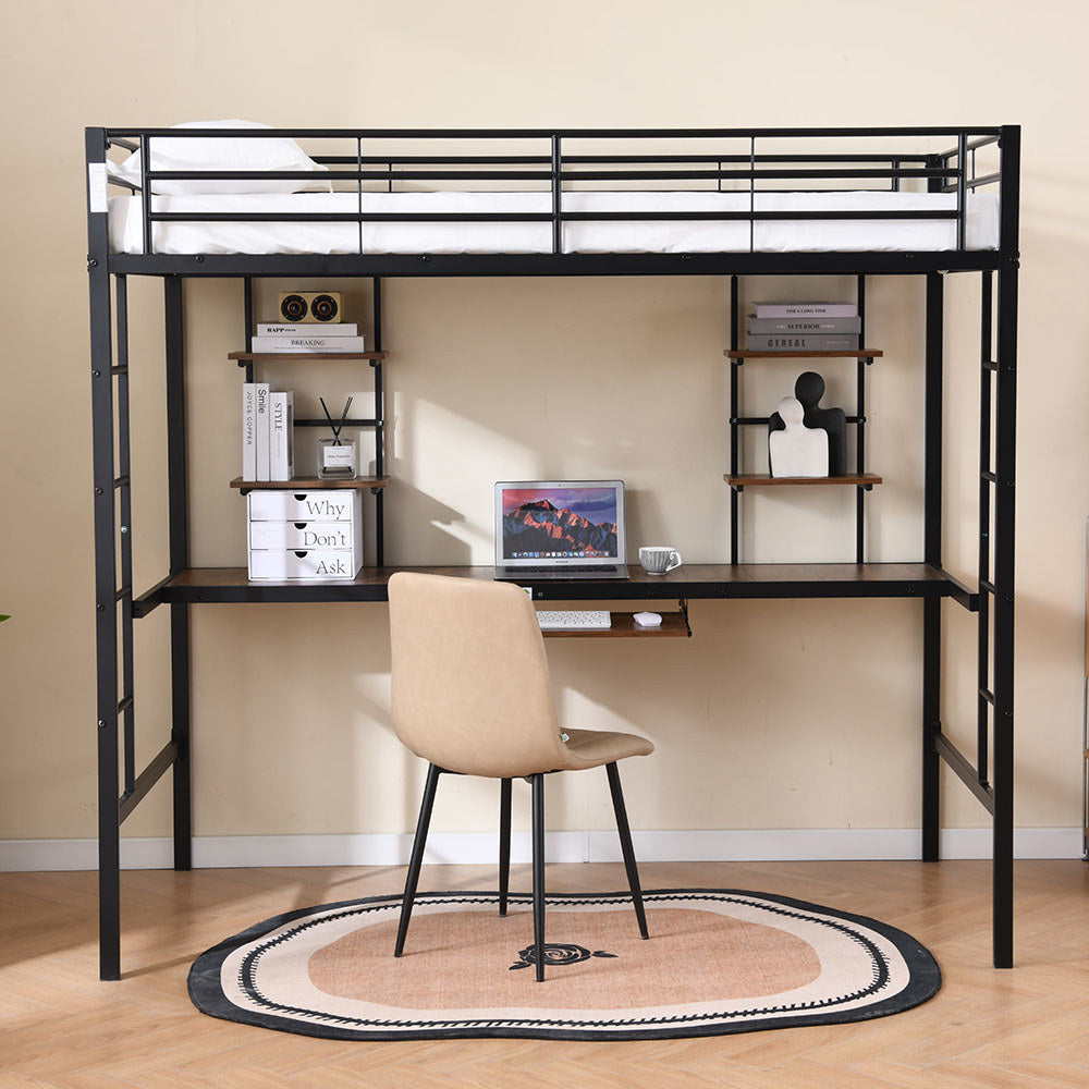 Letto metallico-Xylo-90x190 cm-compatto, multifunzione, per studenti, spazio ridotto