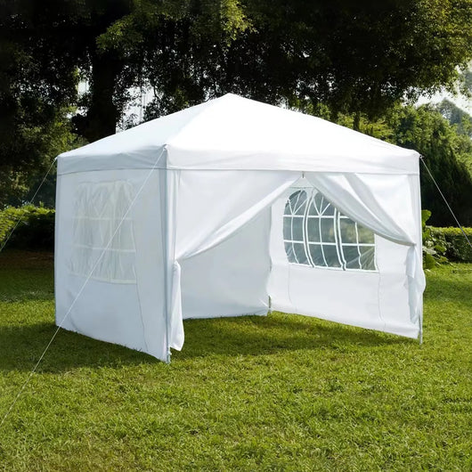 Gazebo 3 x 3 M Impermeabile Uv Resistente Con Pareti Laterali 2 Porte Con Cerniera E Finestre Pieghevole Apertura A Spinta Pop Up Struttura Acciaio Giardino