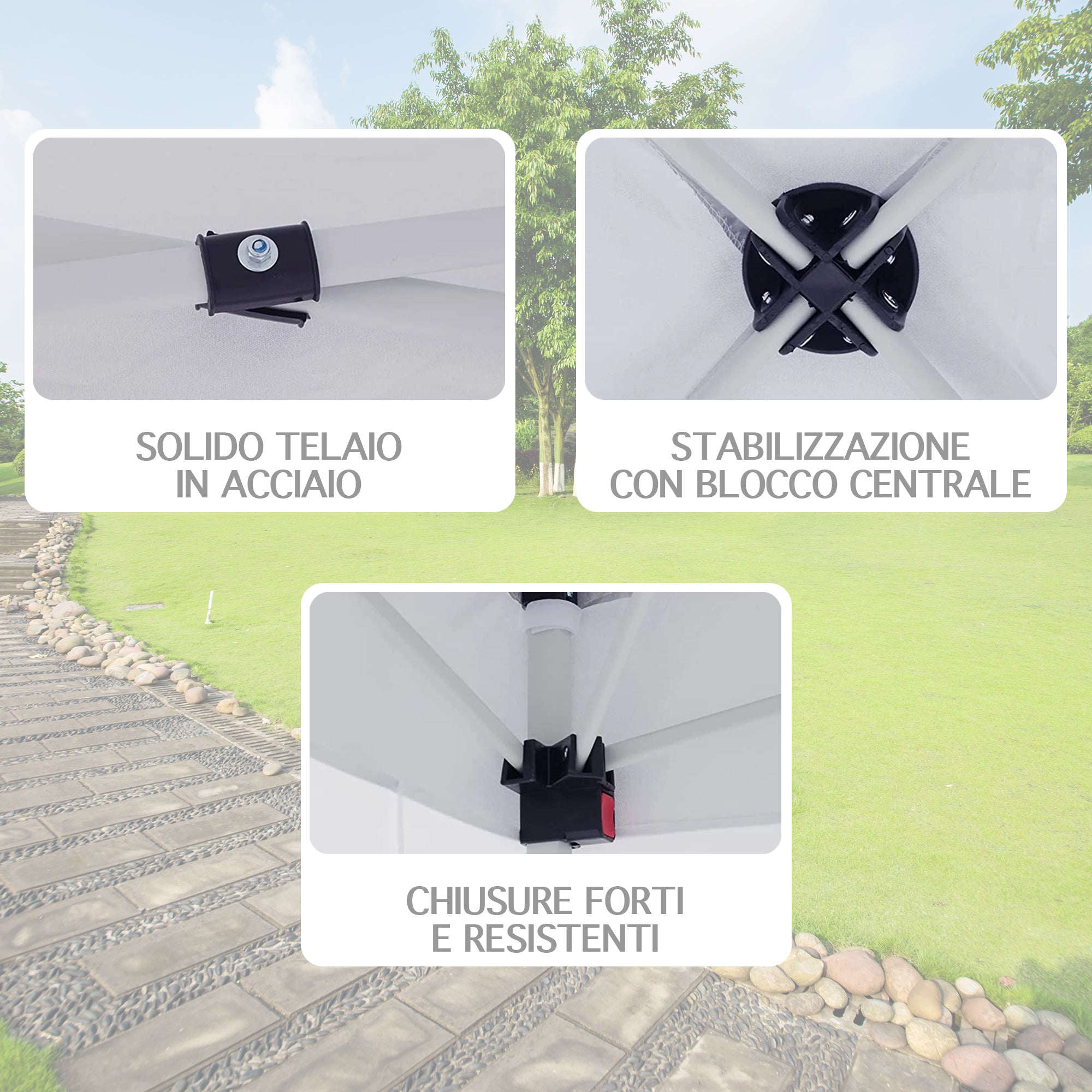 Gazebo 3 x 3 M Impermeabile Uv Resistente Con Pareti Laterali 2 Porte Con Cerniera E Finestre Pieghevole Apertura A Spinta Pop Up Struttura Acciaio Giardino