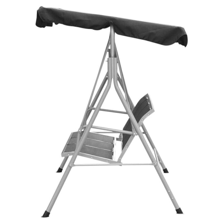 Dondolo Da Giardino 3 Posti Con Tetto Parasole Uv Resistente Regolabile Reclinabile Impermeabile Struttura In Acciaio 178x125x163 Cm Seduta Textilene