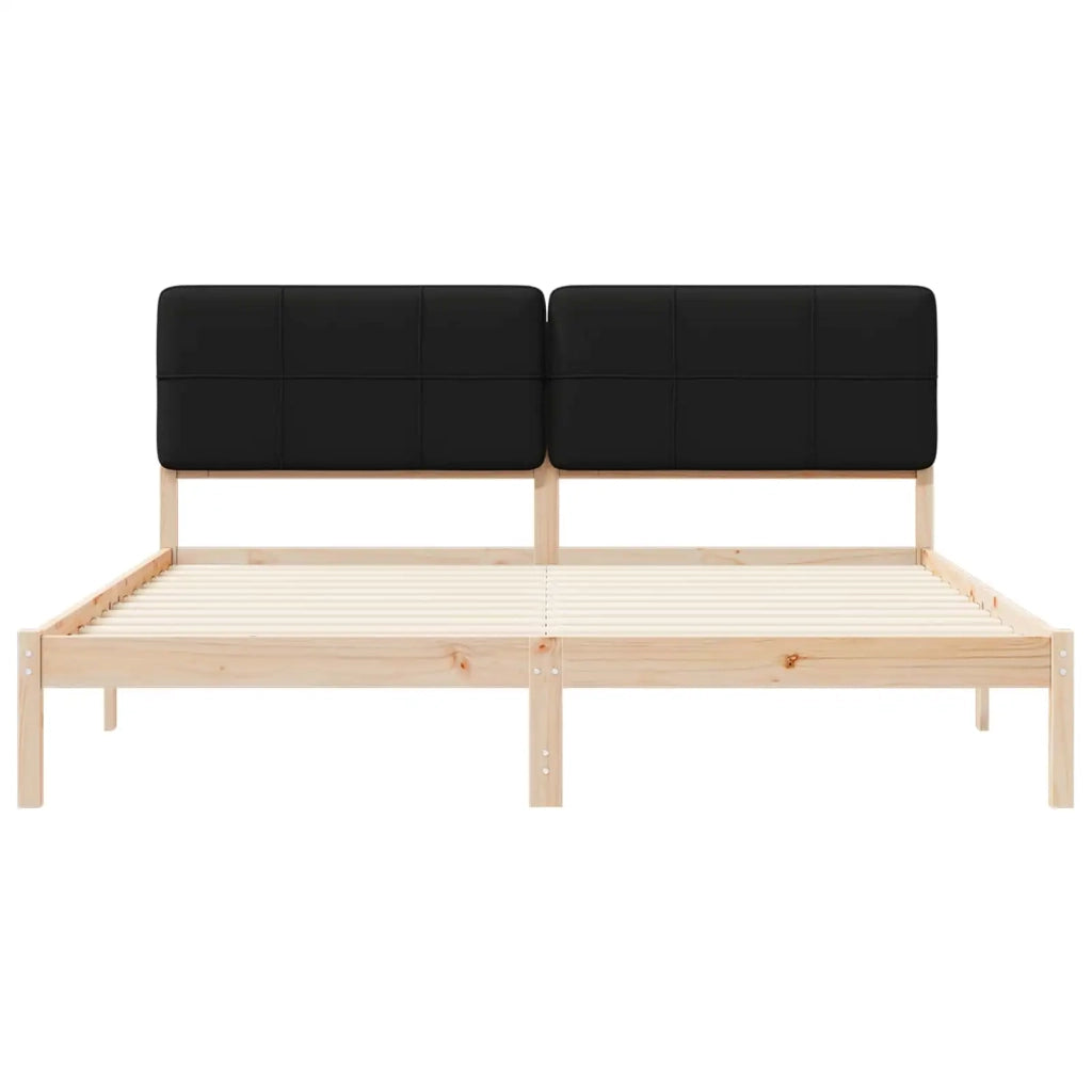 Letto con Testiera Rivestita Nero 200 x 200 cm Pino massello 3405569