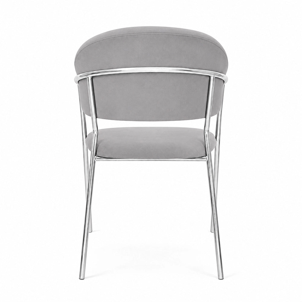 Sedie da pranzo set da 2 Aurelia in velluto grigio con gambe in ferro cromato