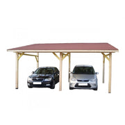 Tettoia doppio posto auto in legno 450x652 cm – Pendenza singola – Carport con copertura bituminosa – Legno lamellare – AV4565VS Foresta