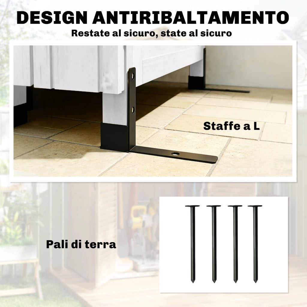 Casetta da Giardino in Legno, Ripostiglio con Scaffali Regolabili e Tetto Zincato.
