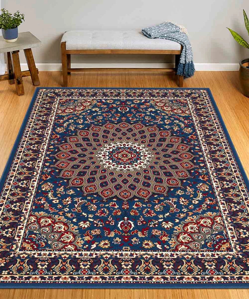 Tappeto ROYAL SHIRAZ 2082 AZZURRO cm.280x480 arredo soggiorno salotto disegno moderno geometrico arredo casa