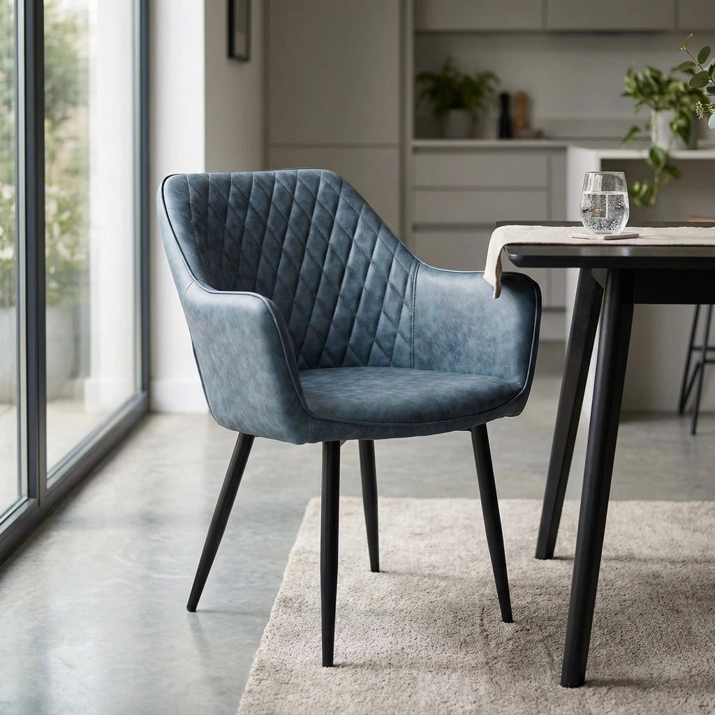 Poltrona per Sala da Pranzo in Ecopelle Metallo cm 48x62x83 - ROBIN