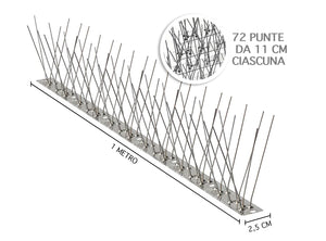 Dissuasori Inox Per Uccelli 25 Pezzi Da 1 Mt Totale 25 Metri 72 Punte Mt Dissuasore Spuntoni Piccioni Colombi Balconi Terrazzi Scaccia Volatili Gatti