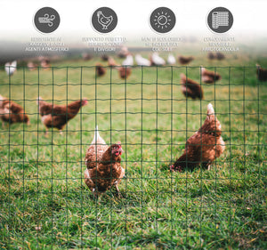 Rotolo Rete Metallica Antiruggine Per Recinzione Lunghezza 25 Metri Varie Altezze Acciaio Zincato Rivestito Pvc Recinzioni Giardino Terrazzo Pollaio Animali Ringhiere Cancelli Gabbie - 2.0x25Mt