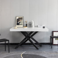 Tavolo Cucina Sala da Pranzo Allungabile Gambe a incrocio 90x140-220 cm Bianco Frassinato