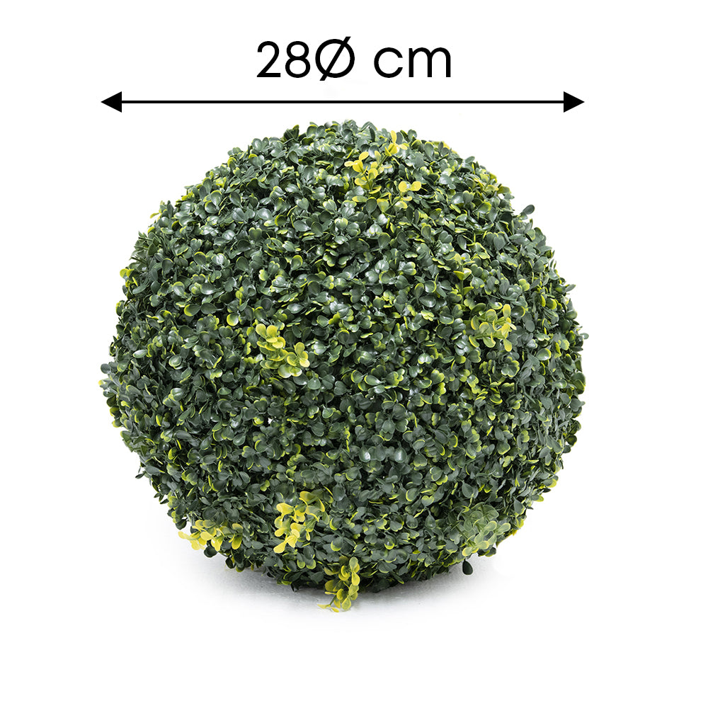 Greenball Sfera Di Bosso Decorativa Siepe Finta Artificiale Con Foglie 2 Misure Ø28/38 Cm Realistica UV Resistente Palla Foglie Verde Giardino Per Ambienti Esterni Interni  - 28
