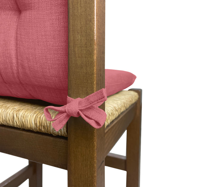 Set Cuscini Sedia Con Schienale Imbottiti Con Laccetti Banda Elastica 40 x 80 Cm Corallo - 2 Pezzi