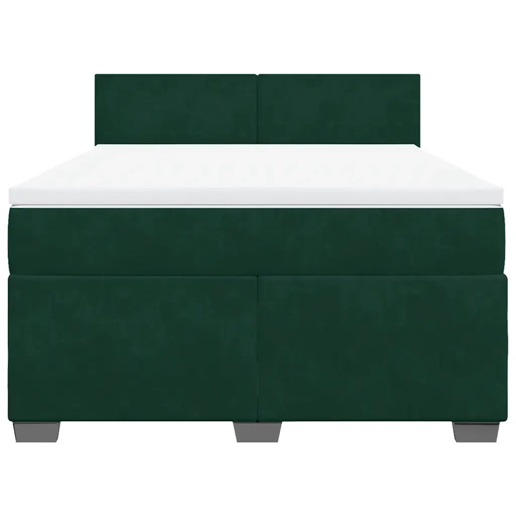 Giroletto a Molle con Materasso Verde Scuro 160x200 cm Velluto