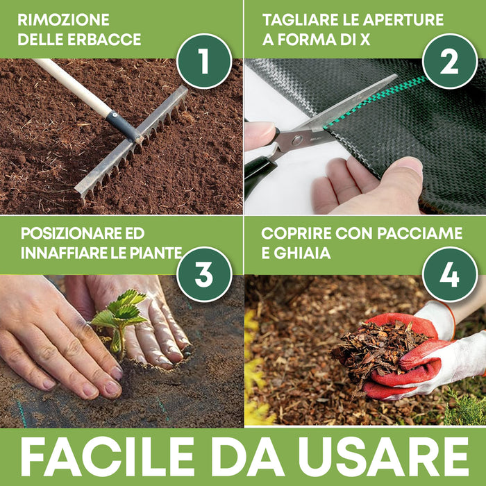 Telo Pacciamatura Premium Stop Erbe Infestanti Antistrappo Uv Resistente Permeabile Drenante Telo Orto Giardino Serra Polipropilene Contro Le Erbacce Pavimentazioni Pavimento - 2x20 Mt