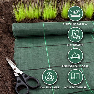 Telo Pacciamatura Premium Stop Erbe Infestanti Antistrappo Uv Resistente Permeabile Drenante Telo Orto Giardino Serra Polipropilene Contro Le Erbacce Pavimentazioni Pavimento - 3x10 Mt