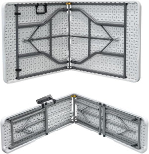 Set Da 3 Pezzi Tavolo + 2 Panche Pieghevoli Set Birreria Interno Esterno 180 Cm XXL 6/8 Per Feste Sagre Posti Maniglie Per Trasporto Giardino Campeggio Struttura Acciaio Impermeabile Uv Resistente Tavolino E Panchine Vacanze