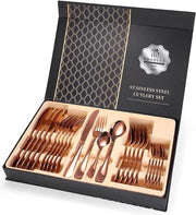 Set di cucina per 6 persone, 24 pezzi, acciaio inossidabile lucido, servizio da tavola completo con coltelli, forchette, cucchiai e cucchiaio da caffè in scatola regalo