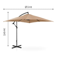 Ombrellone Da Giardino Diametro Ø3 Mt Struttura In Acciaio Inossidabile Antiruggine Apertura A Manovella Camino Antivento Impermeabile Uv Resistente Reclinabile Con Blocco Di Sicurezza Palo Decentrato