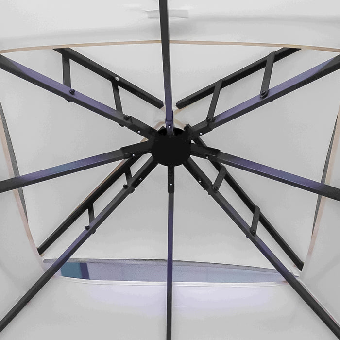 Gazebo Da Giardino Con Zanzariera 3x4 Mt Struttura In Alluminio E Acciaio Con Pareti Laterali E Zanzariere Con Camino Antivento E Copertura Impermeabile Picchetti Inclusi 